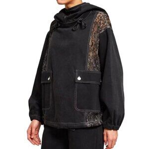 NWT Opening Ceremony Hoodie Mens Small Black Denim Lace Hooded Jacket Streetwear